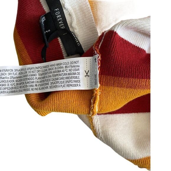 FOREVER 21 Halter Tie Open Back Knit Crop Top Orange Cream US Small - Picture 4 of 6